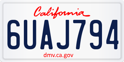 CA license plate 6UAJ794