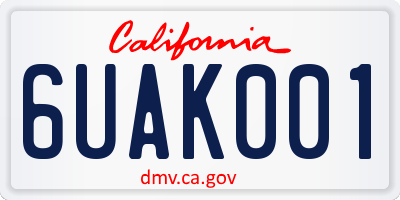 CA license plate 6UAK001