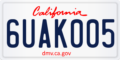 CA license plate 6UAK005