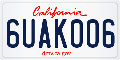 CA license plate 6UAK006