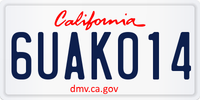 CA license plate 6UAK014