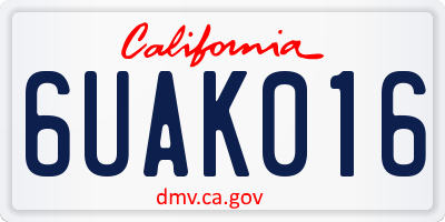 CA license plate 6UAK016