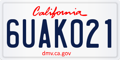 CA license plate 6UAK021
