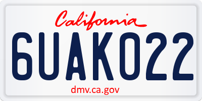CA license plate 6UAK022