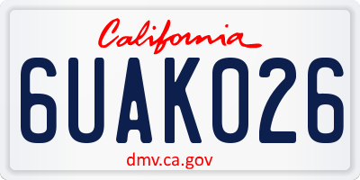 CA license plate 6UAK026
