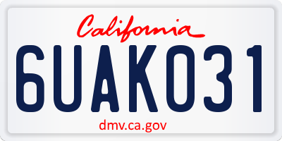 CA license plate 6UAK031