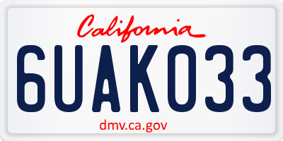 CA license plate 6UAK033