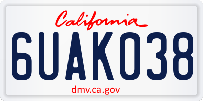 CA license plate 6UAK038