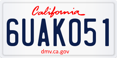 CA license plate 6UAK051