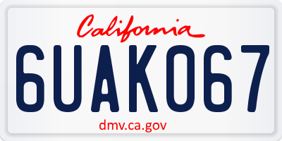 CA license plate 6UAK067