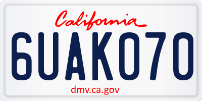 CA license plate 6UAK070