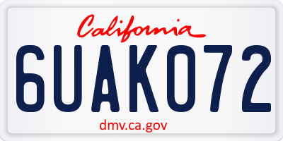 CA license plate 6UAK072