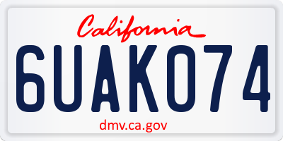 CA license plate 6UAK074