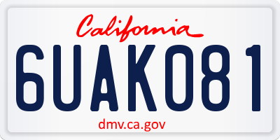 CA license plate 6UAK081