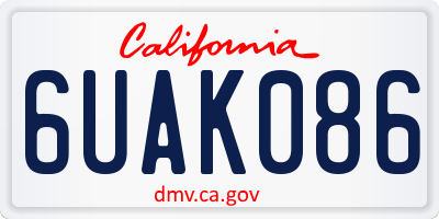 CA license plate 6UAK086