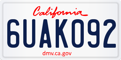 CA license plate 6UAK092