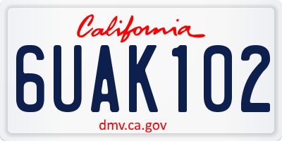 CA license plate 6UAK102