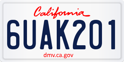 CA license plate 6UAK201