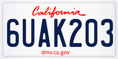 CA license plate 6UAK203