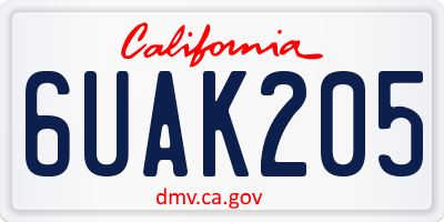 CA license plate 6UAK205