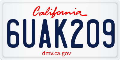 CA license plate 6UAK209