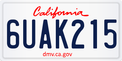 CA license plate 6UAK215