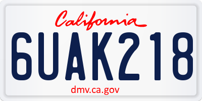 CA license plate 6UAK218