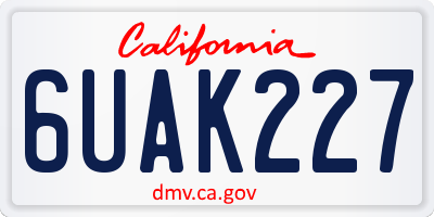 CA license plate 6UAK227