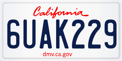 CA license plate 6UAK229