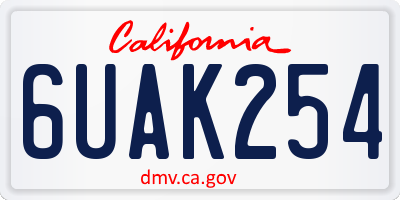 CA license plate 6UAK254