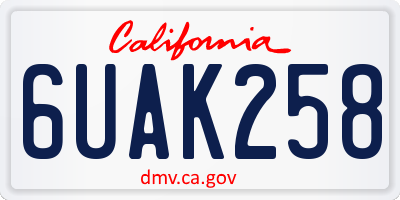 CA license plate 6UAK258
