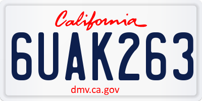 CA license plate 6UAK263