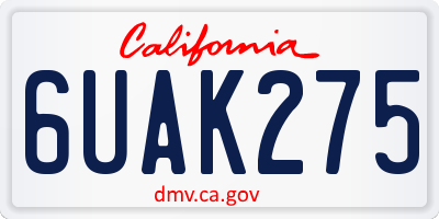 CA license plate 6UAK275
