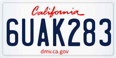CA license plate 6UAK283