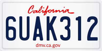 CA license plate 6UAK312