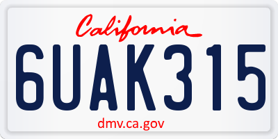 CA license plate 6UAK315