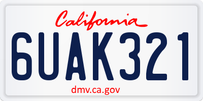 CA license plate 6UAK321