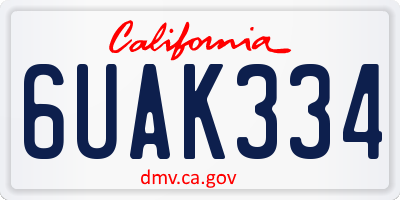 CA license plate 6UAK334