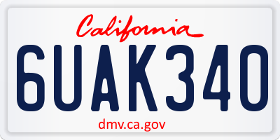 CA license plate 6UAK340
