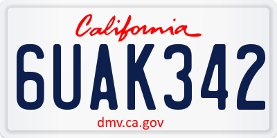 CA license plate 6UAK342