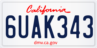 CA license plate 6UAK343