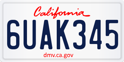CA license plate 6UAK345