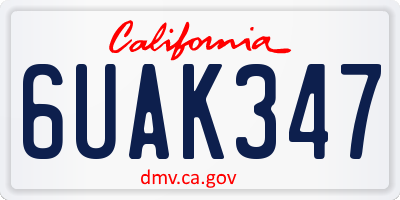 CA license plate 6UAK347