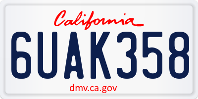 CA license plate 6UAK358