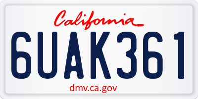 CA license plate 6UAK361