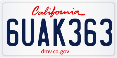 CA license plate 6UAK363