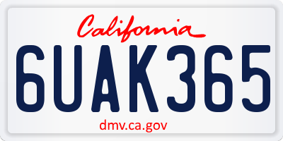 CA license plate 6UAK365