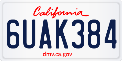 CA license plate 6UAK384