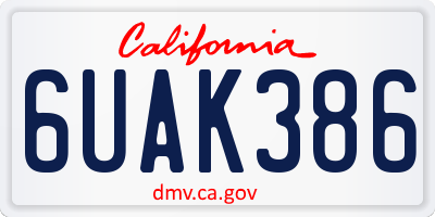 CA license plate 6UAK386
