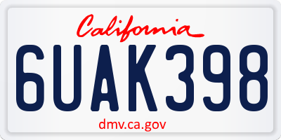 CA license plate 6UAK398